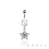 316L SURGICAL STEEL MULTI CZ STAR DANGLE BELLY BUTTON NAVEL RING 